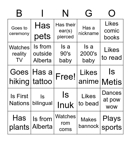 Find Someone who... Bingo Card