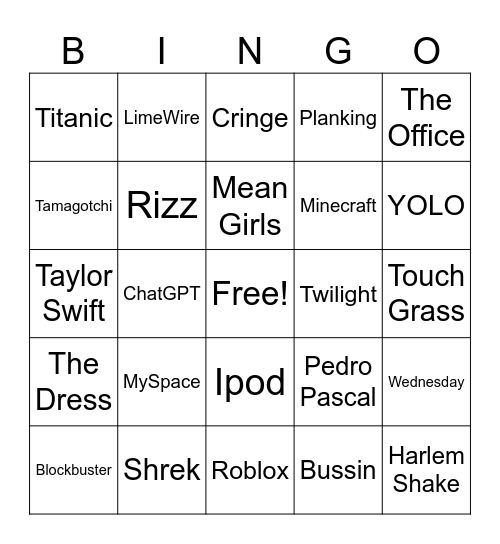 Eras Bingo! Bingo Card