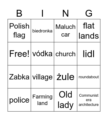 polish bingo Card