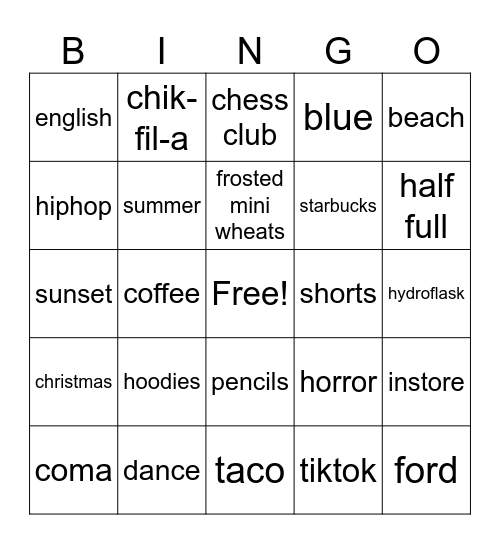 Untitled Bingo Card