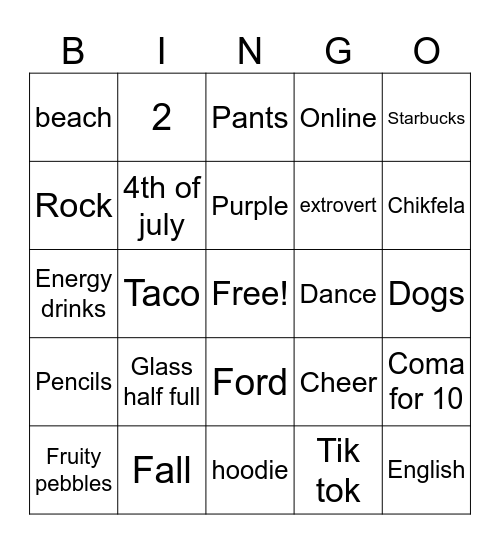Untitled Bingo Card