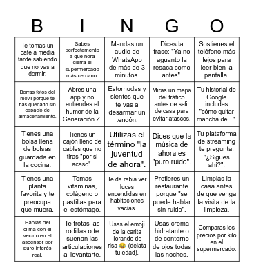 Bingo de los 35 Bingo Card