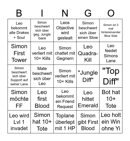Leos Road to Emerald Bingo Card