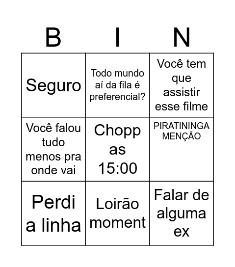 BINGO DO ALLAN Bingo Card