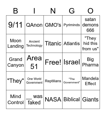 Conspiracy Bingo Card