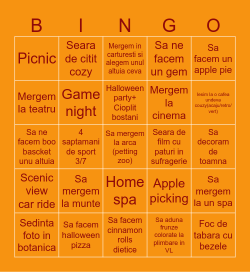 Autumn bingo love Bingo Card