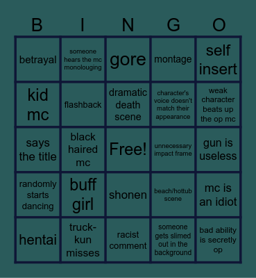 anime bingo Card