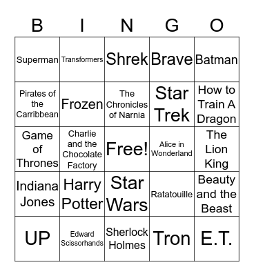 Movie/TV Score BINGO Card