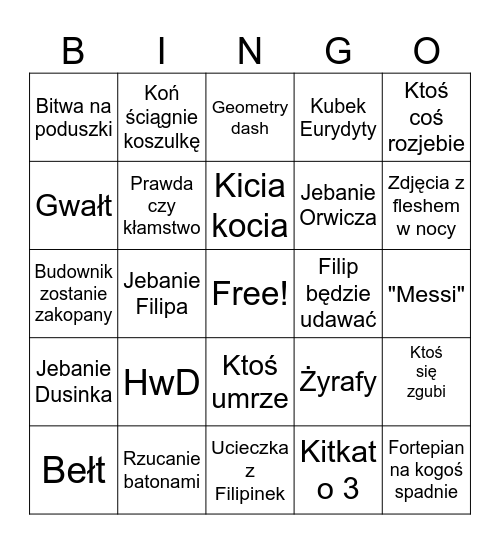 Filipinki Bingo Card