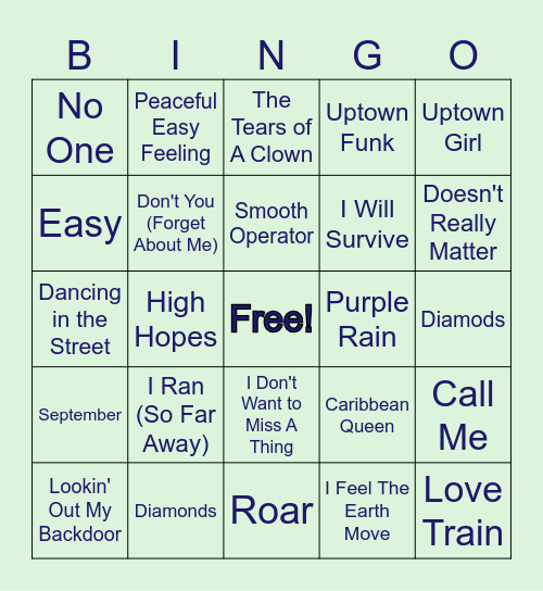 TRUsic Bingo Card