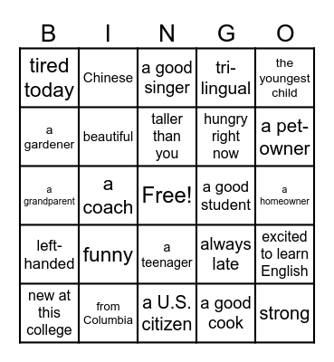 Find someone who is... Bingo Card