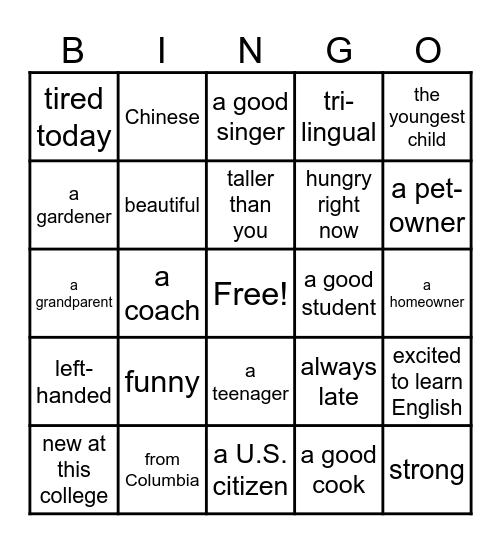 Find someone who is... Bingo Card