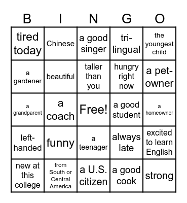 Find someone who is... Bingo Card
