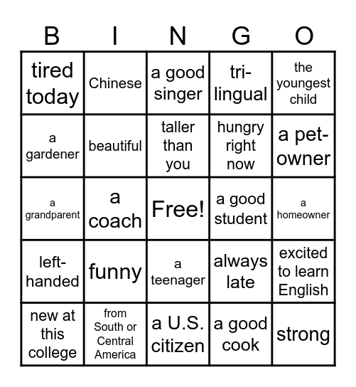 Find someone who is... Bingo Card