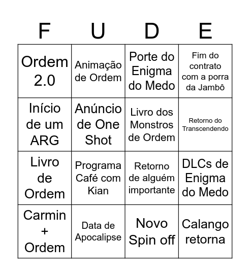 SEGREDOS REVELADOS (29/08) Bingo Card