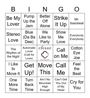 Euro Dance Bingo Card
