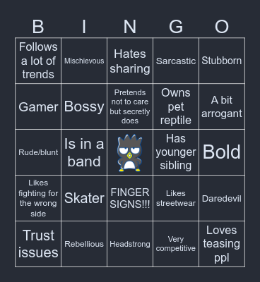 TAOHK&I Kinnies - Badtz-Maru Bingo Card
