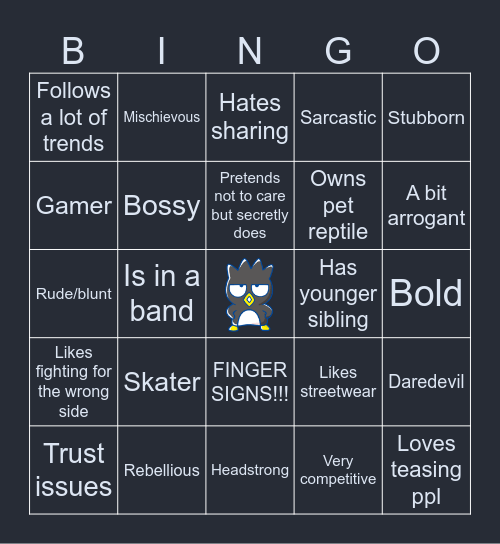 TAOHK&I Kinnies - Badtz-Maru Bingo Card