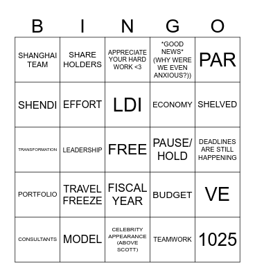 5:30 MEETING Bingo Card