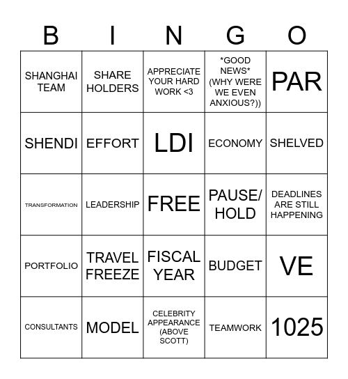5:30 MEETING Bingo Card
