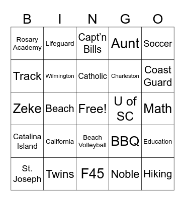 Ms. K Bingo Card