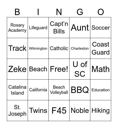 Ms. K Bingo Card