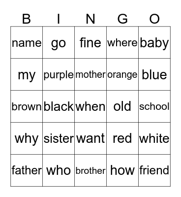 Sign Language Review Bingo Card