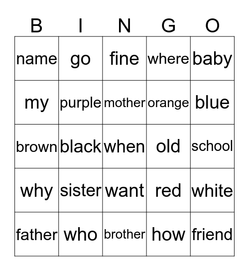 Sign Language Review Bingo Card