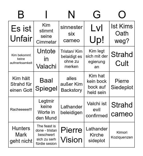 Strahd Bingo Card