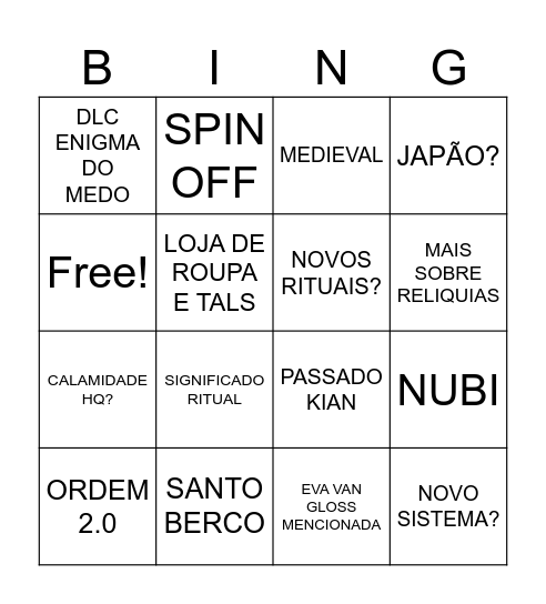 SEGREDOS REVELADOS Bingo Card