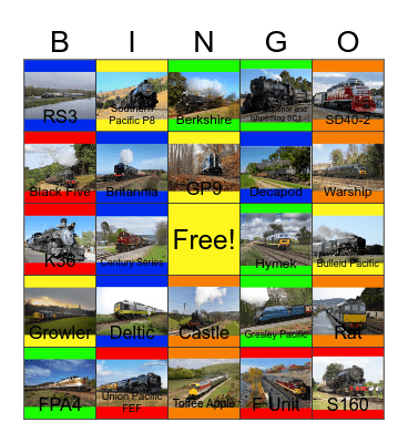 The Western Maryland Scenic Railroad and other Summer Trains that I can ride with PWP besides the Niabi Zoo one day Bingo Card