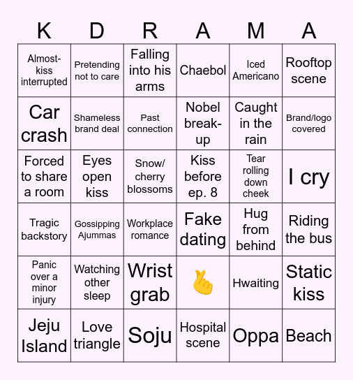 K Drama Bingo Card