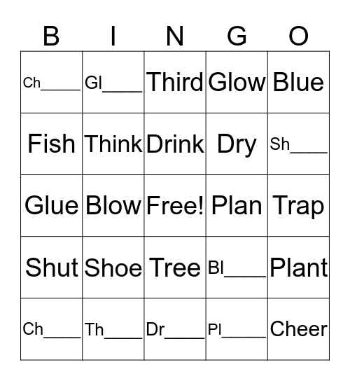 Digraph & Spelling Bingo! Bingo Card