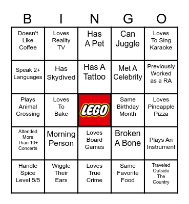 ResLife Professional Staff Bingo Card
