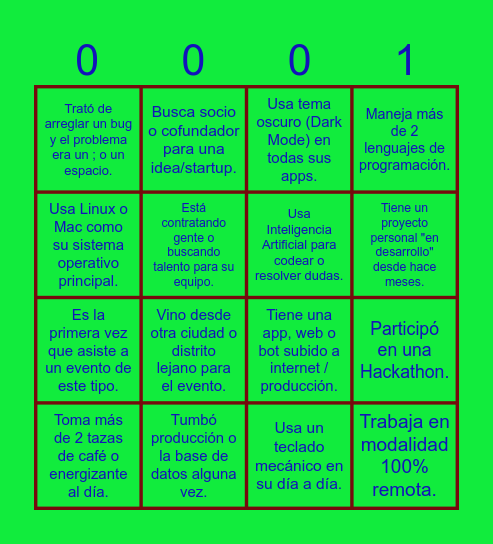 networking bingo Card