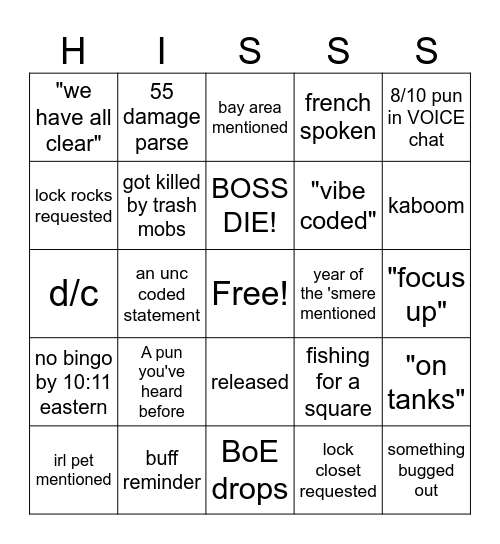 heroic snekgo Bingo Card