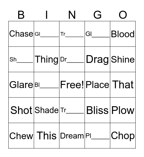 Digraph & Spelling Bingo! Bingo Card
