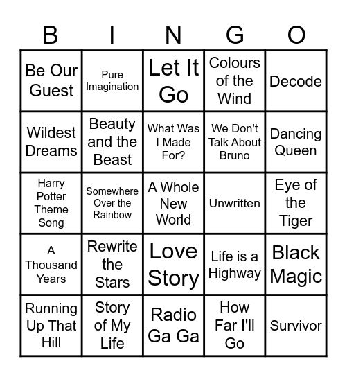 Symphony of Stories Bingo Card