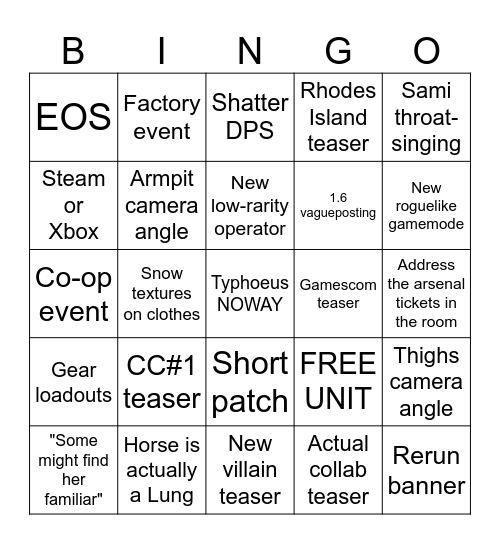 1.5 Hype Train Bingo Card