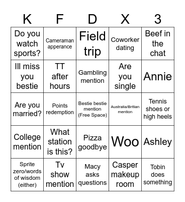 Carney Bingo 2.0 Bingo Card