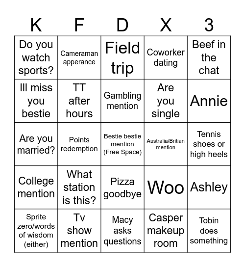 Carney Bingo 2.0 Bingo Card