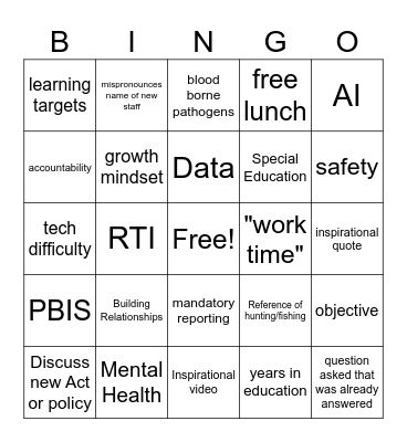 Welcome Back! Bingo Card