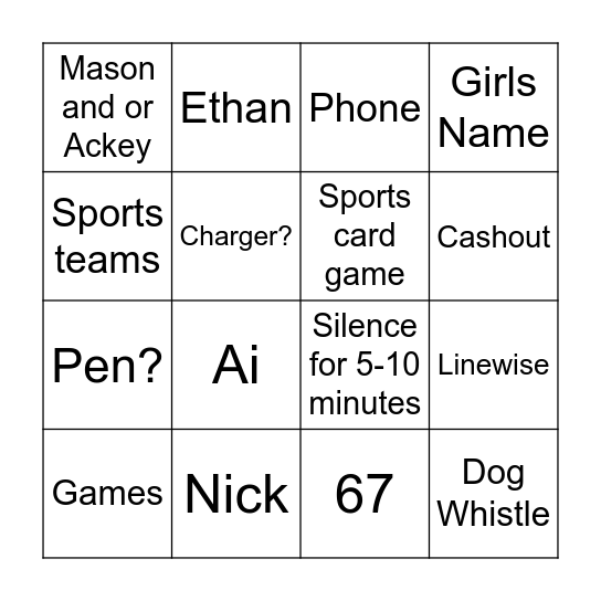 Classic Bingo Card