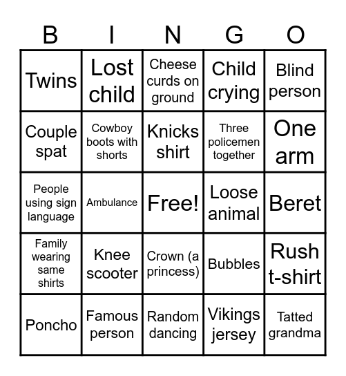 Minnesota State Fair 2026 Bingo Card