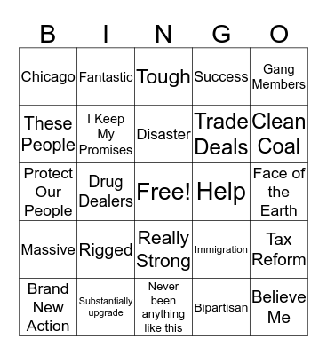 Trump: "Dear Congress ..." Bingo Card