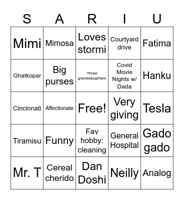 Sariu Ba's Bingo Card