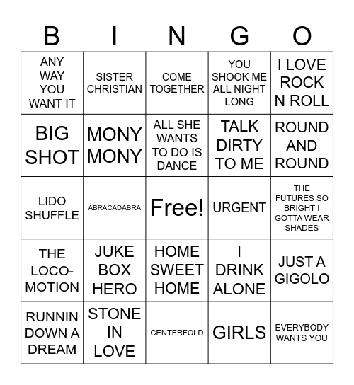 4- ROCK 'TIL YOU DROP COVER ALL Bingo Card