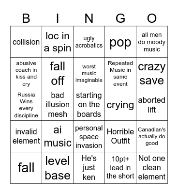 2026 Figure Skating (J)GP Bingo Card