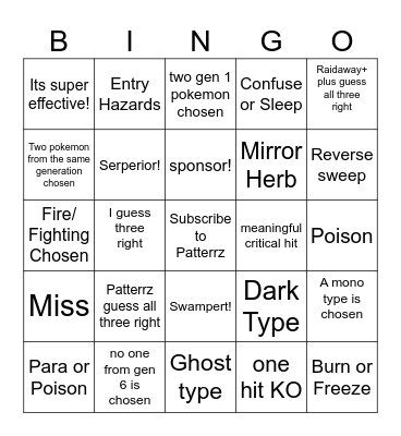 Then We Fight Patterrz Just Starter Bingo Card