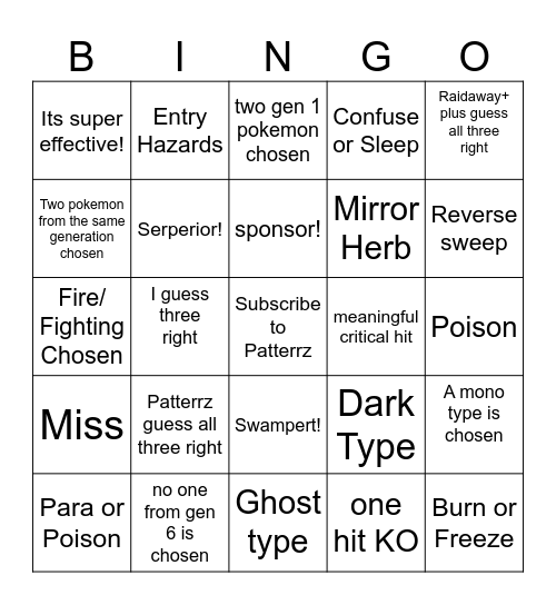 Then We Fight Patterrz Just Starter Bingo Card